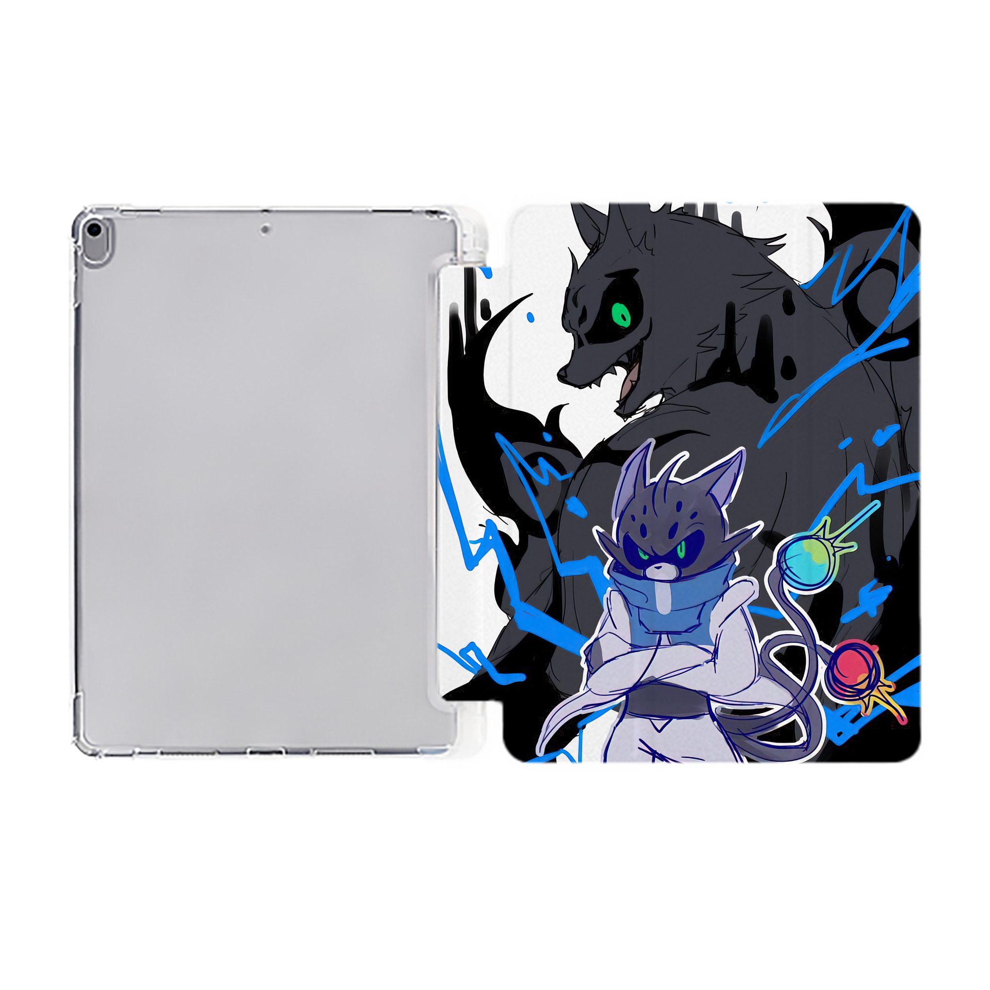 （画像用） 妖怪ウォッチ Yo-kai Watch IPad ケース ペン収納付き 三つ折りスタンド PUレザー×シリコン 対応機種9.5/10.5/10.9インチ